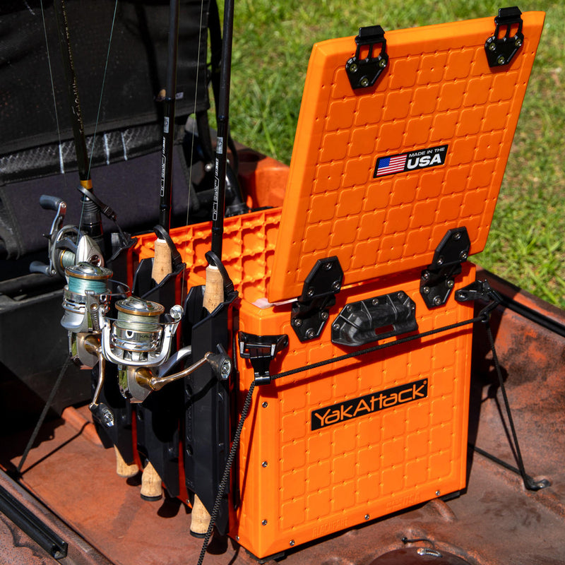 BlackPak Pro Kayak Fishing Crate - 13x13 - YakAttack Orange YakAttack