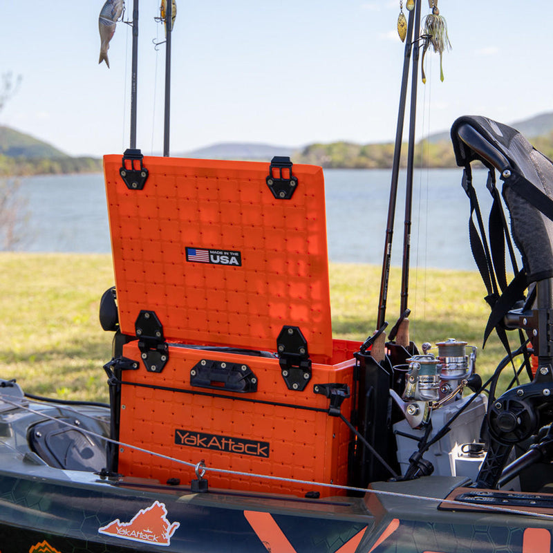 BlackPak Pro Kayak Fishing Crate - 13x16 - YakAttack Orange YakAttack