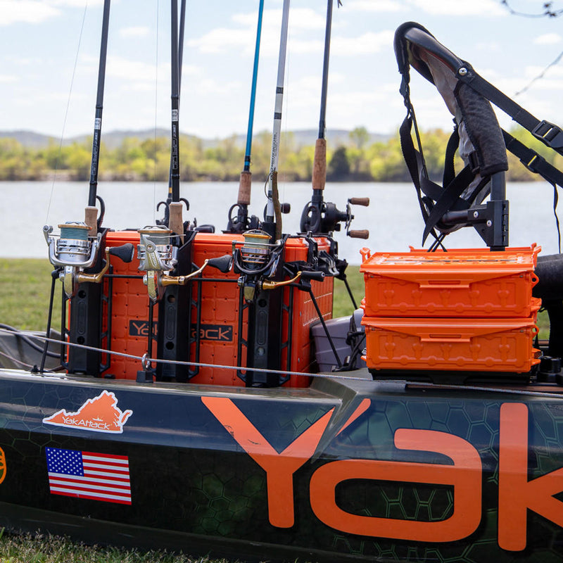 BlackPak Pro Kayak Fishing Crate - 16x16 - YakAttack Orange YakAttack